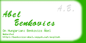 abel benkovics business card