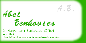 abel benkovics business card